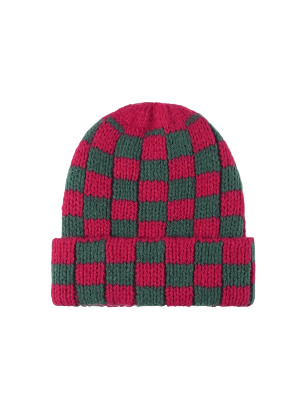 Haila - Checkerboard Knit Cuffed Beanie