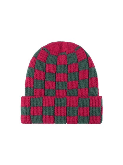 Haila - Checkerboard Knit Cuffed Beanie
