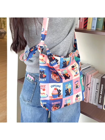 Cosbai - Cute Cat Dessert Print Casual Crossbody Bag