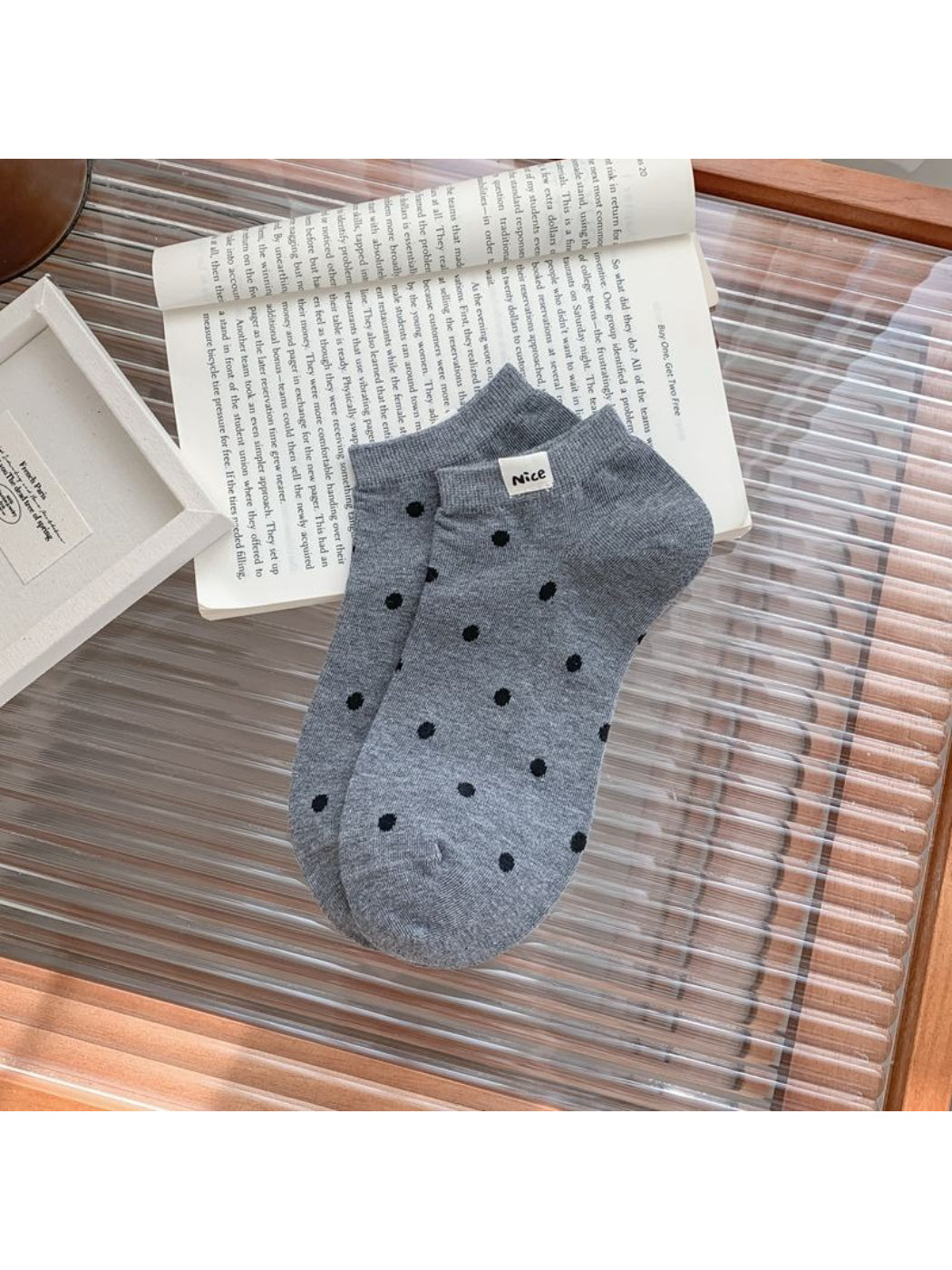 Rufia Everyday Polka Dot Socks folded neatly with visible polka dot design
