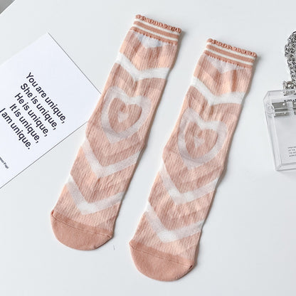 Rufia - Hollow Heart Pattern Mid-Calf Stockings
