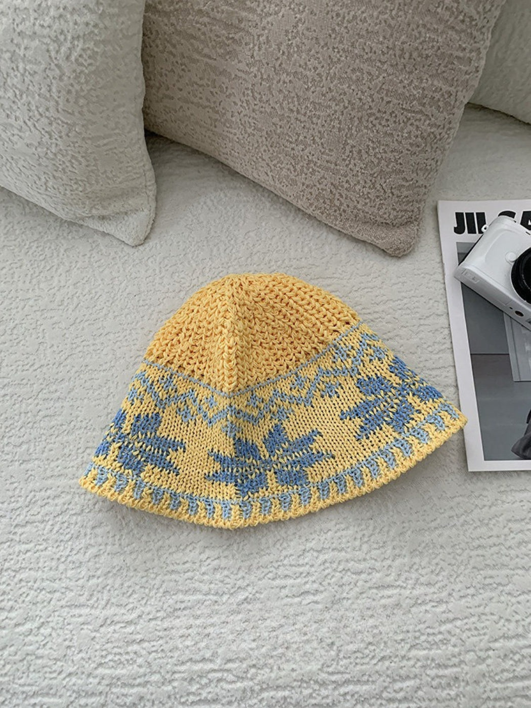Haila - Floral Pattern Knit Bucket Hat