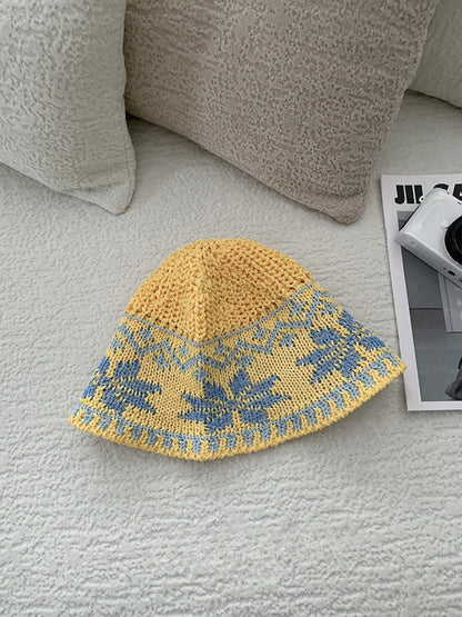 Haila - Floral Pattern Knit Bucket Hat - image 6