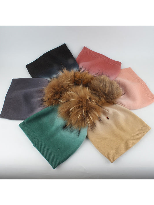 Haila - Winter Round Top Brimless Knit Beanie