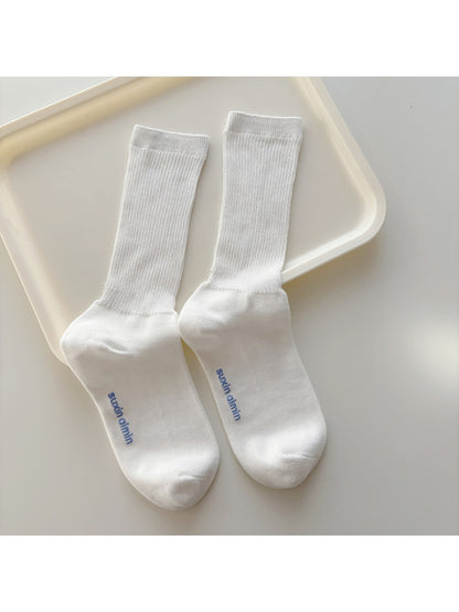 Rufia - Minimal Style Solid Color Crew Socks