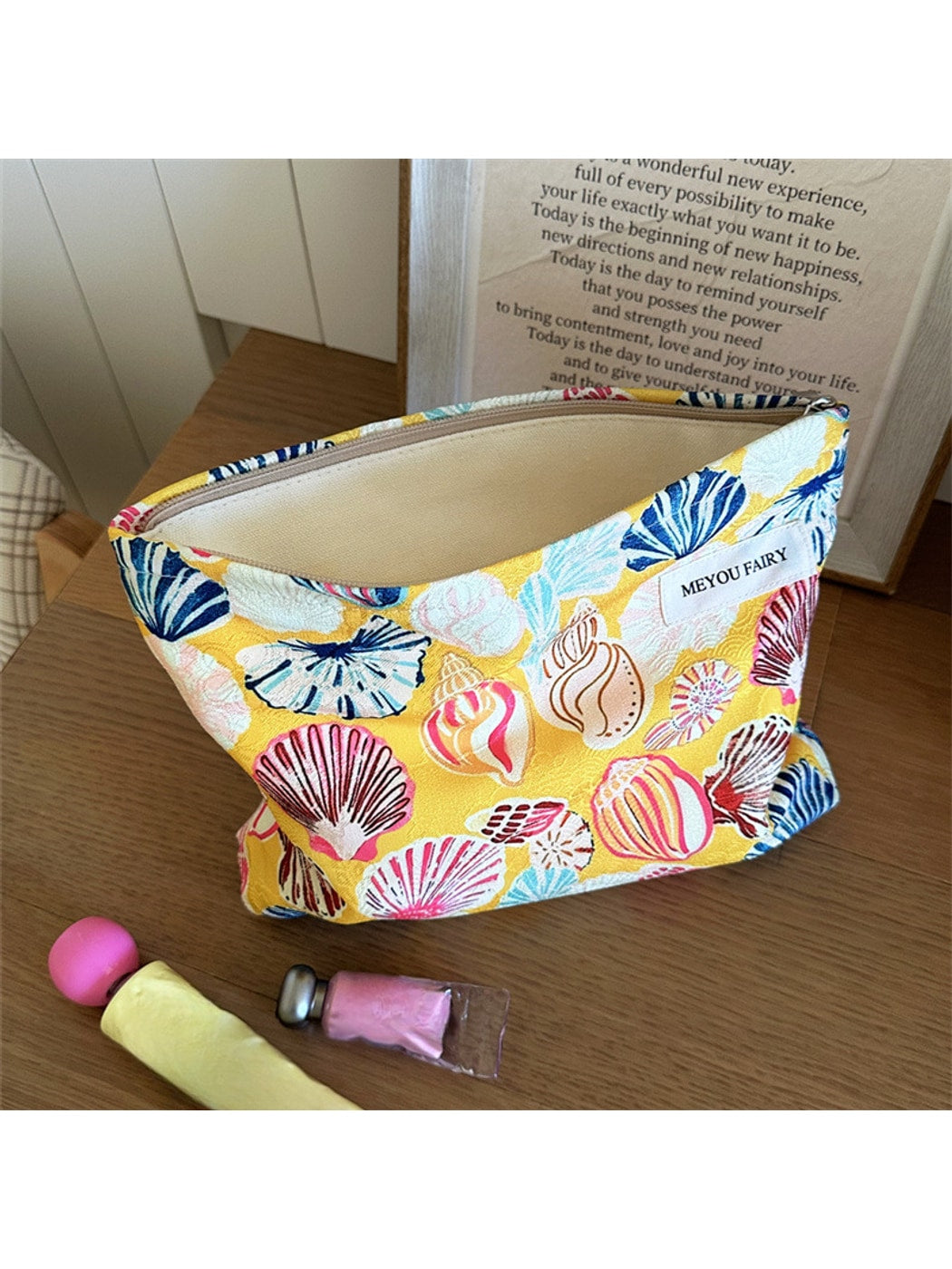 Cosbai - Zippered Cartoon Print Cosmetic Organizer Bag
