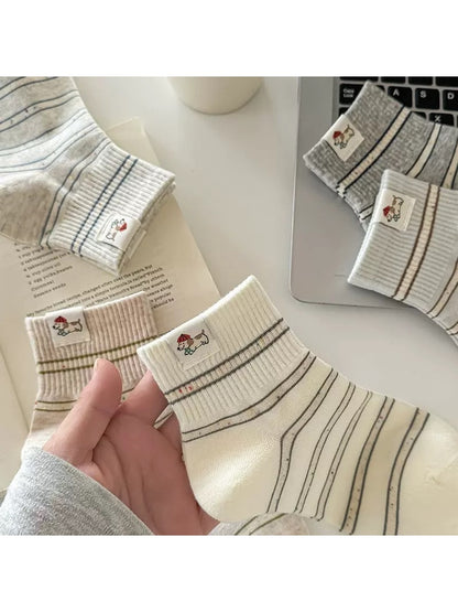 Rufia - Casual Cute Striped Dog Socks