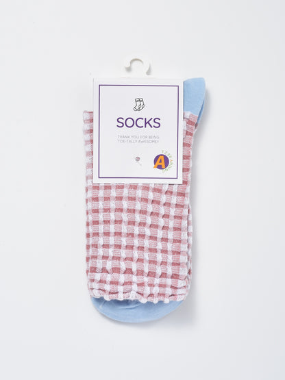Rufia - Textured Check Knit Crew Socks