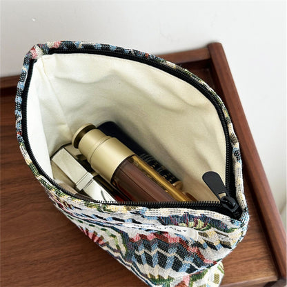 Cosbai - Embroidered Fan Pattern Makeup Bag - Vintage & Practical