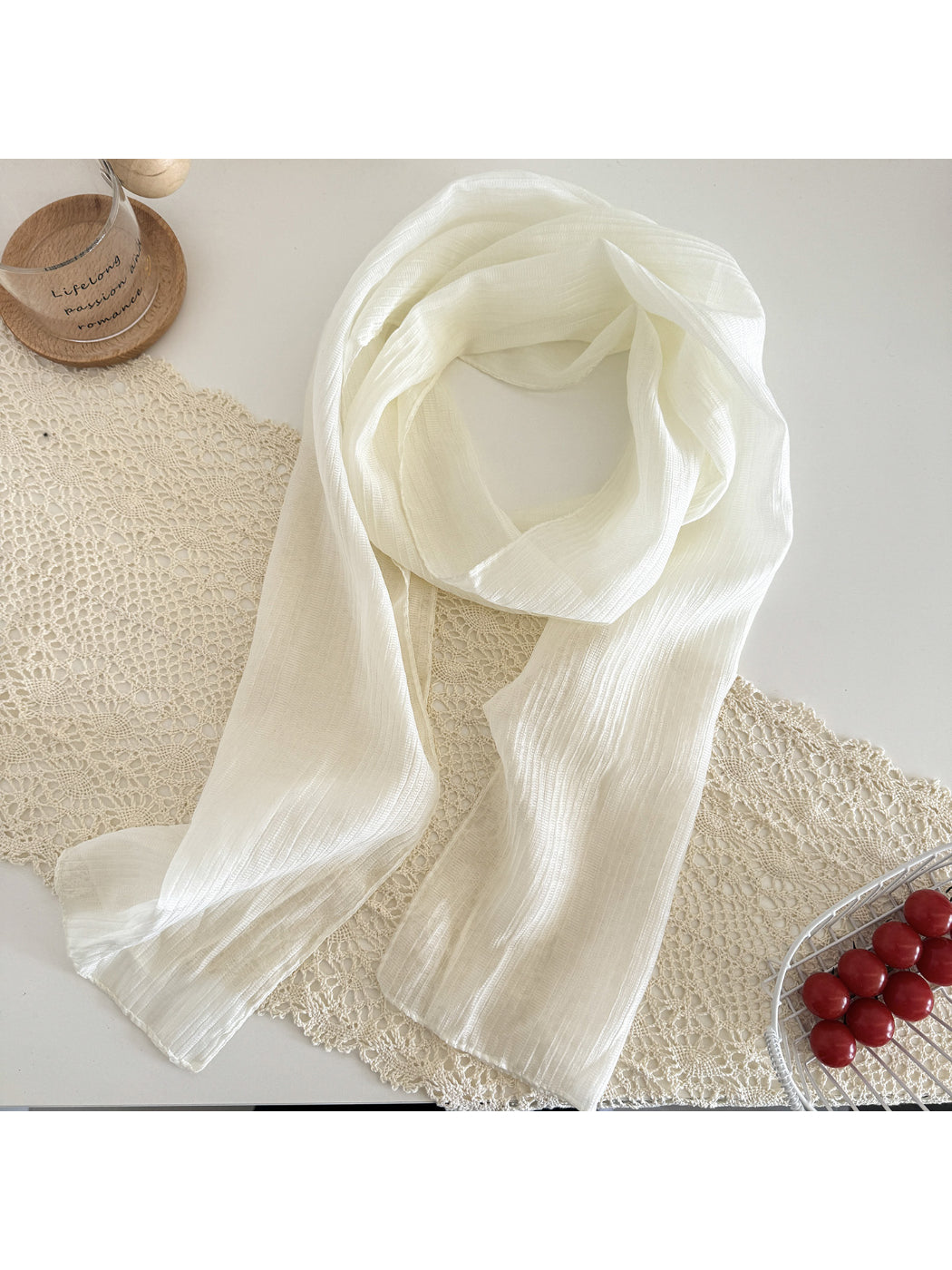 Scarvii - Sheer Wrinkle Texture Long Scarf