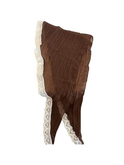 Scarvii - Lace Trim Crinkle Neck Scarf