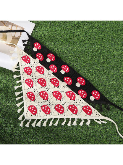Scarvii - Tassel Trim Mushroom Knit Hairband