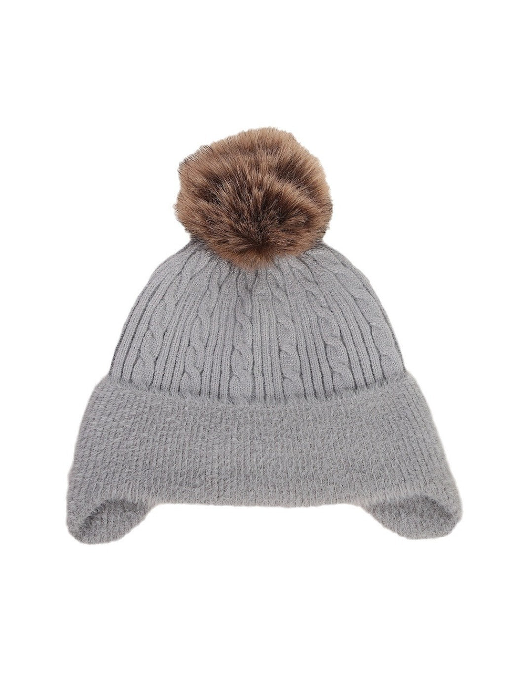 Haila - Cute Knitted Beanie with Ear Cover & Pom