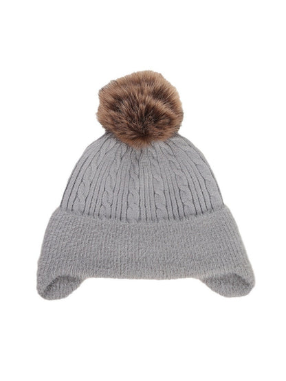 Haila - Cute Knitted Beanie with Ear Cover & Pom