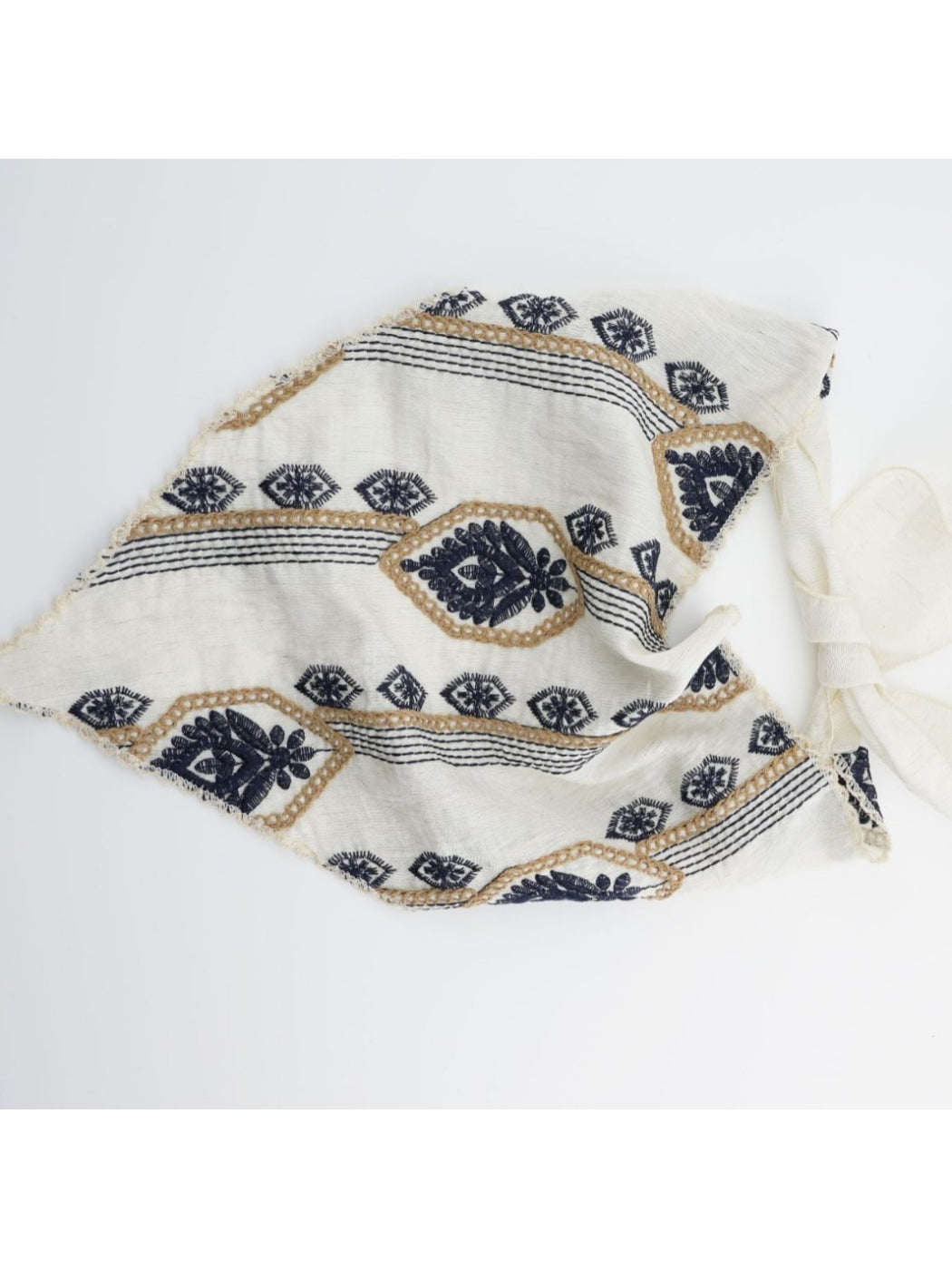 Scarvii - Boho Embroidered Geometric Tie Headscarf