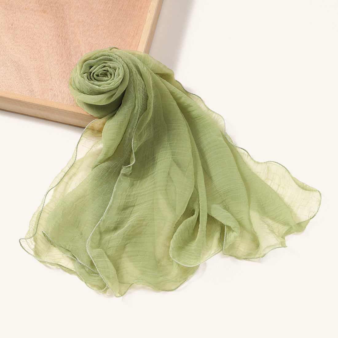Scarvii wavy edge textured shawl scarf folded neatly with visible fabric pattern