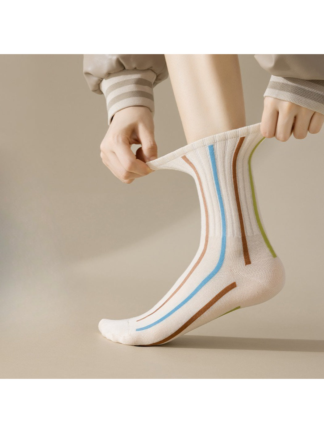 Rufia - Soft Color Stripe Ribbed Crew Socks product image 2