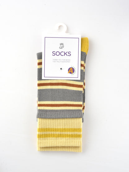 Rufia - Colorful Patchwork Stripe Mid-Calf Socks - Classic & Fresh