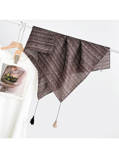 Scarvii - Elegant Print Tassel Square Scarf