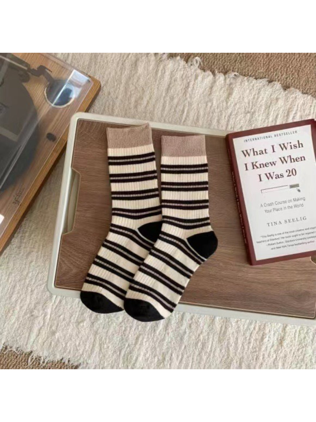Rufia - Balanced Stripe Ribbed Crew Socks