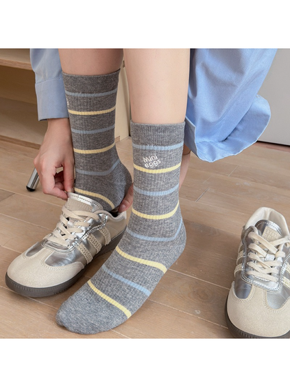Rufia - Stripe Ribbed Crew Socks