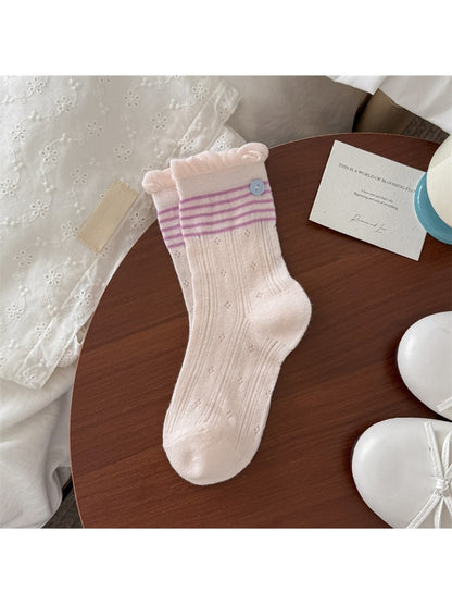 Rufia - Striped Button Detail Socks