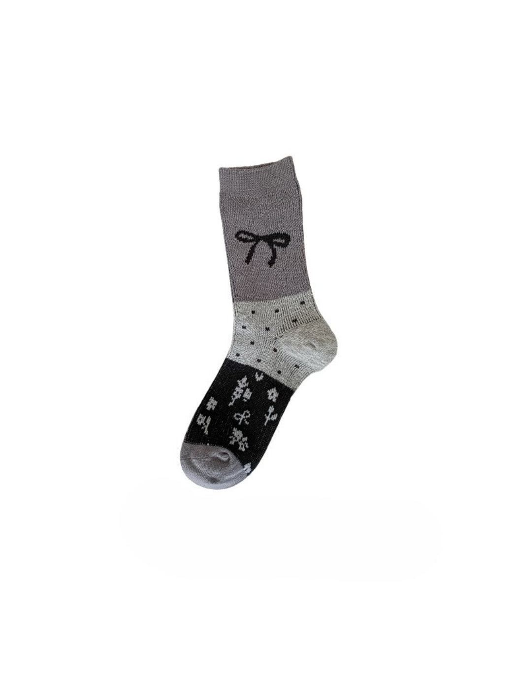 Rufia - Ribbon Motif Colorblock Crew Socks