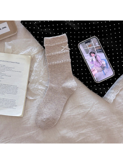 Rufia - Bow Detail Raised Loop Trim Crew Socks