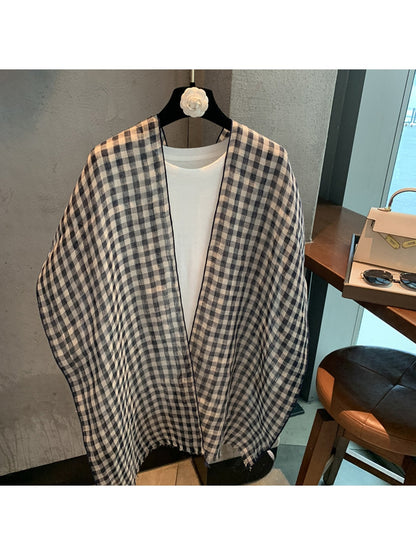 Scarvii - Muted Checkered Pattern Fashion Scarf
