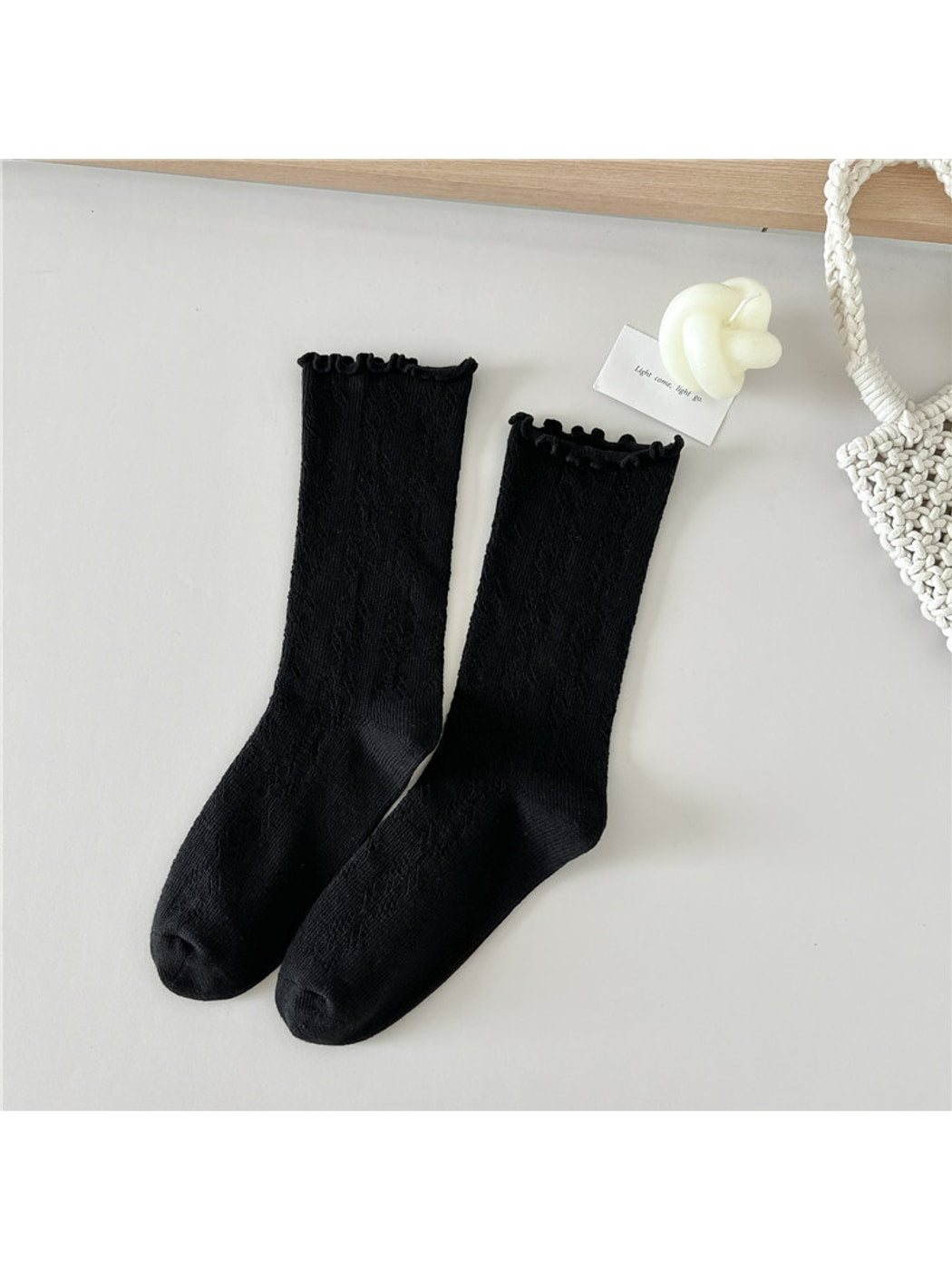 Rufia - Ruffle Trim Mesh Socks