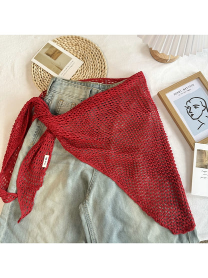 Scarvii - Openwork Knit Triangle Scarf