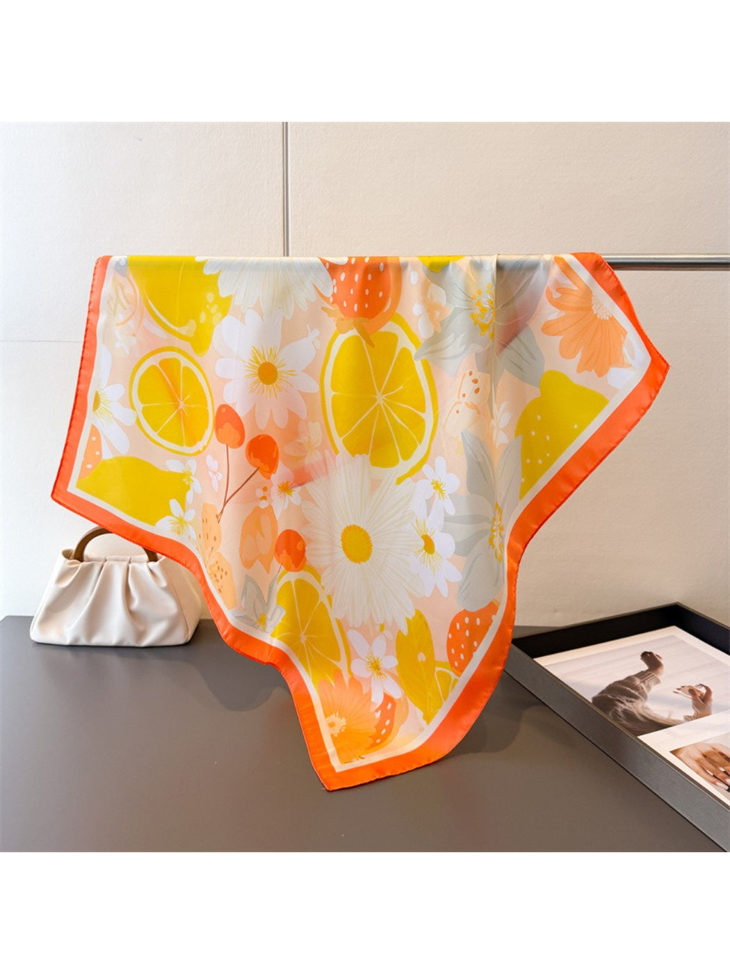 Scarvii - Floral Citrus Print Square Scarf