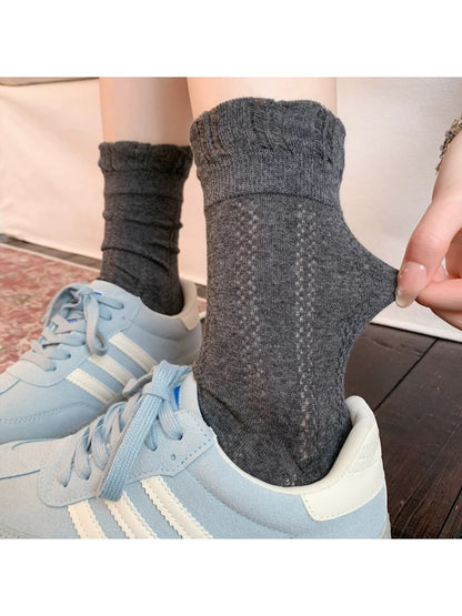 Rufia - Ruffled Cuff Casual Crew Socks