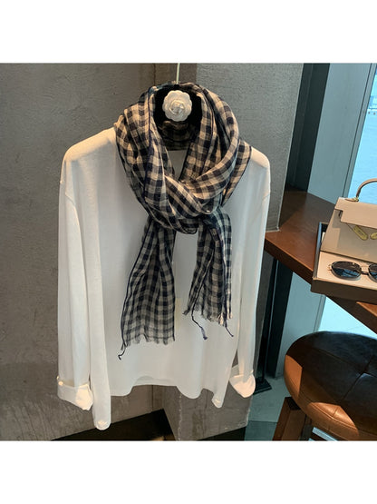 Scarvii - Muted Checkered Pattern Fashion Scarf