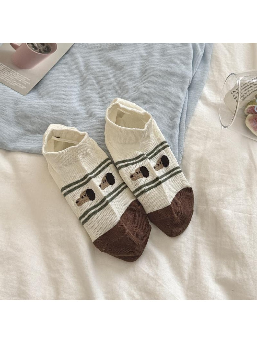Rufia - Cute Tree and Dog Print Low Ankle Socks