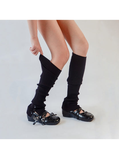 Cozyra - Mid-Calf Ribbed Button Slit Leg Warmers