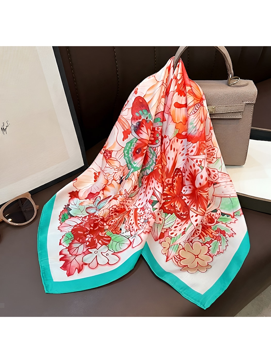 Scarvii - Butterfly Print Casual Fashion Square Scarf