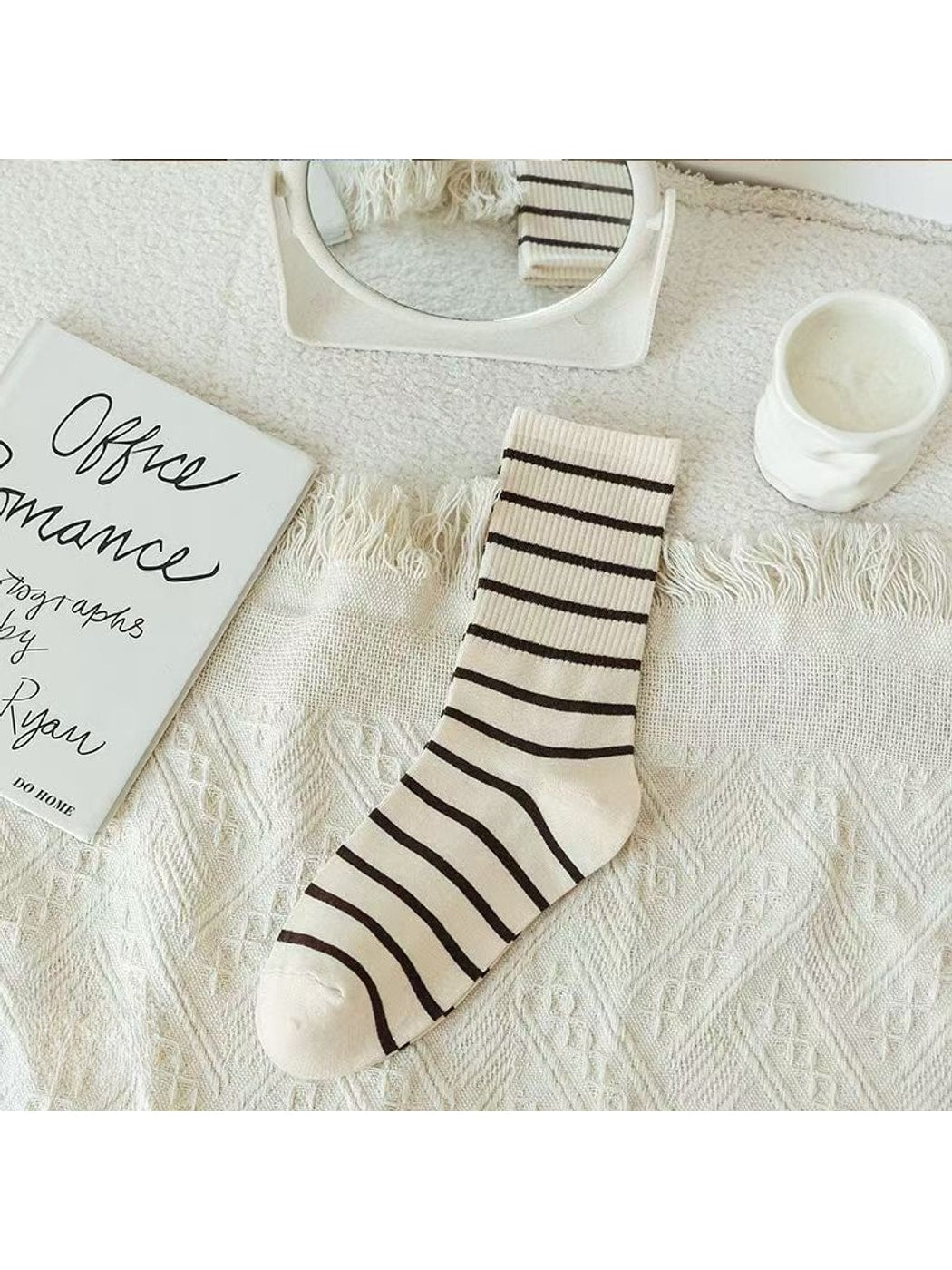 Rufia - Modern Style Striped Casual Crew Socks