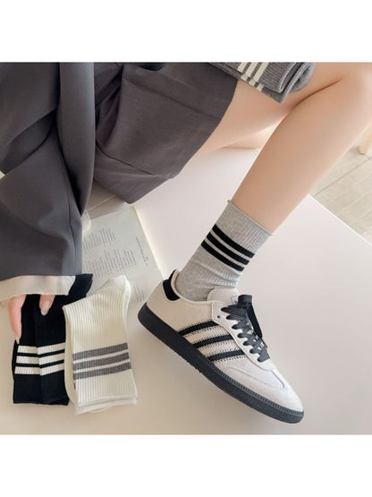 Rufia - Clean Stripe Ribbed Crew Socks
