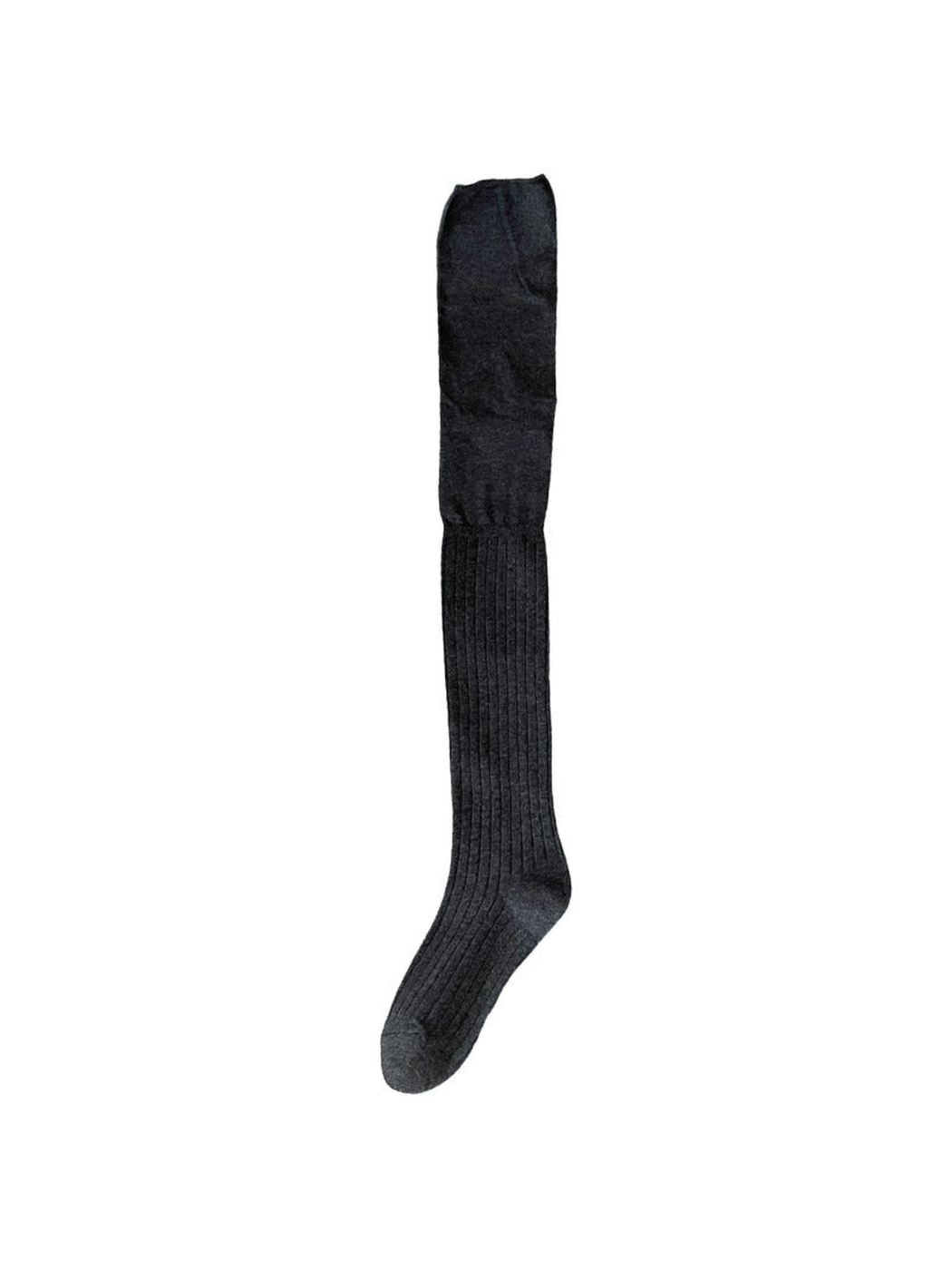 Black sock displayed flat on a white background with visible ribbing along the lower leg and foot.