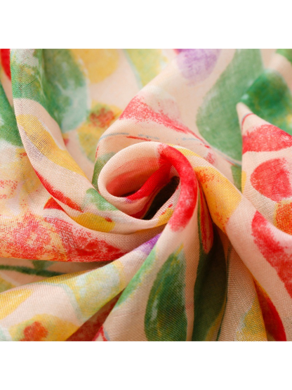 Close-up of the scarf's fine semi-sheer woven-look texture