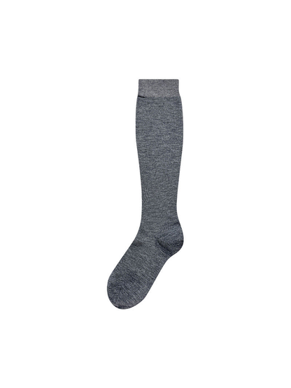 Dark gray knee-high sock on a white background