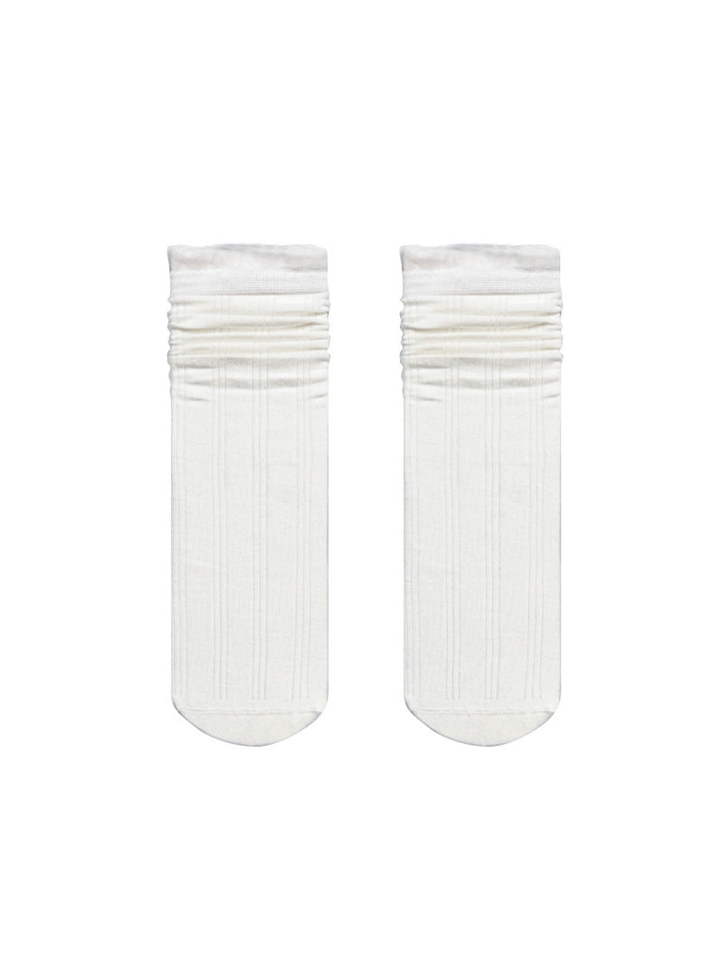 White sheer striped crew socks displayed flat