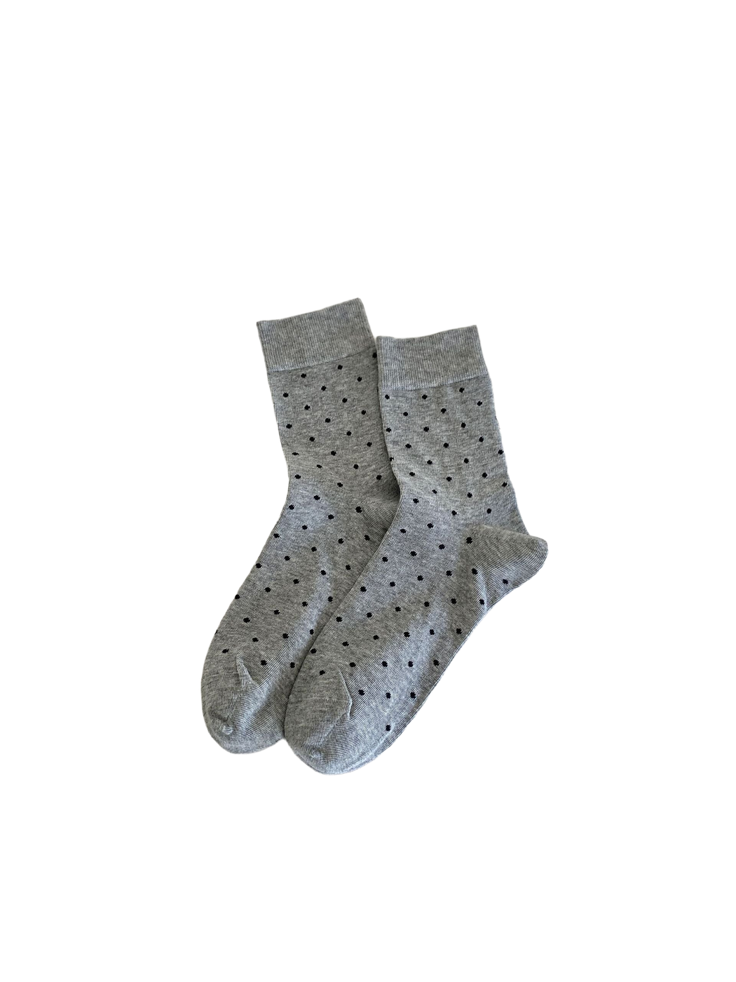 Light gray polka-dot crew socks, full product view