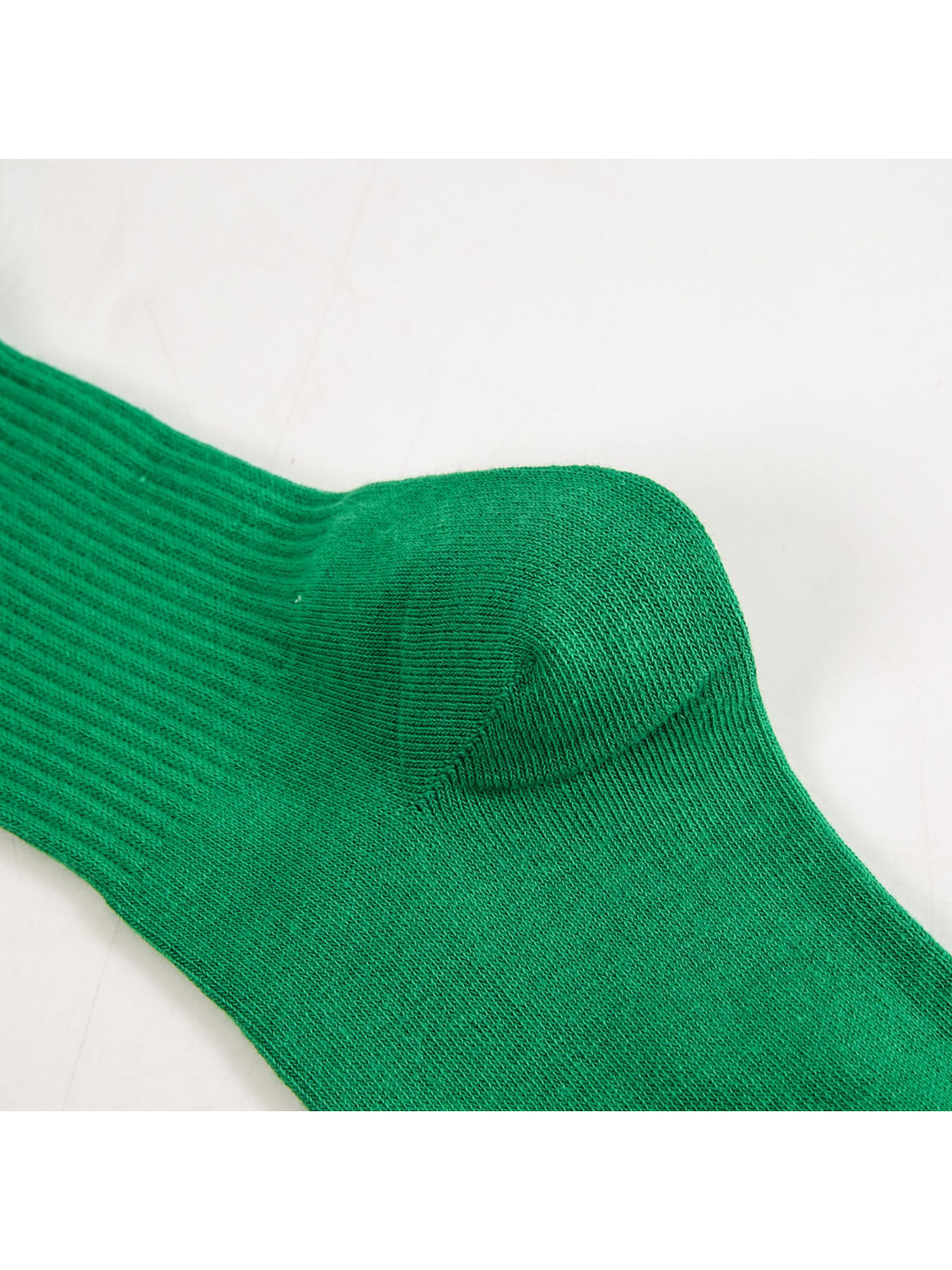 Close-up of the ribbed leg and shaped heel