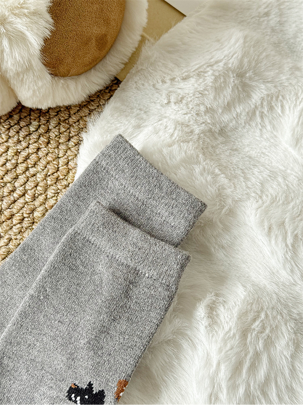 Close-up of the narrow ribbed sock cuffs