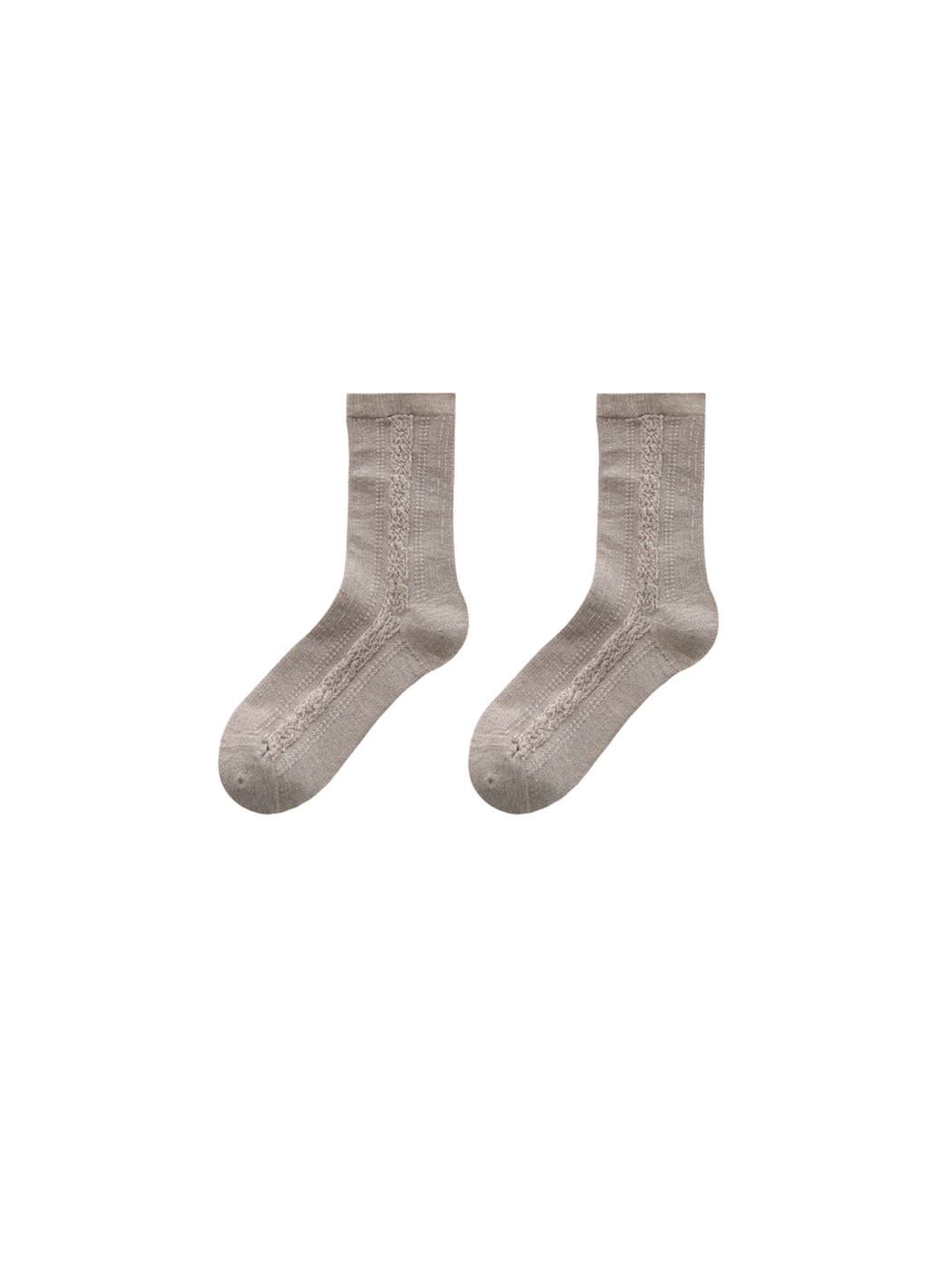 Greige openwork stripe crew socks, pair view