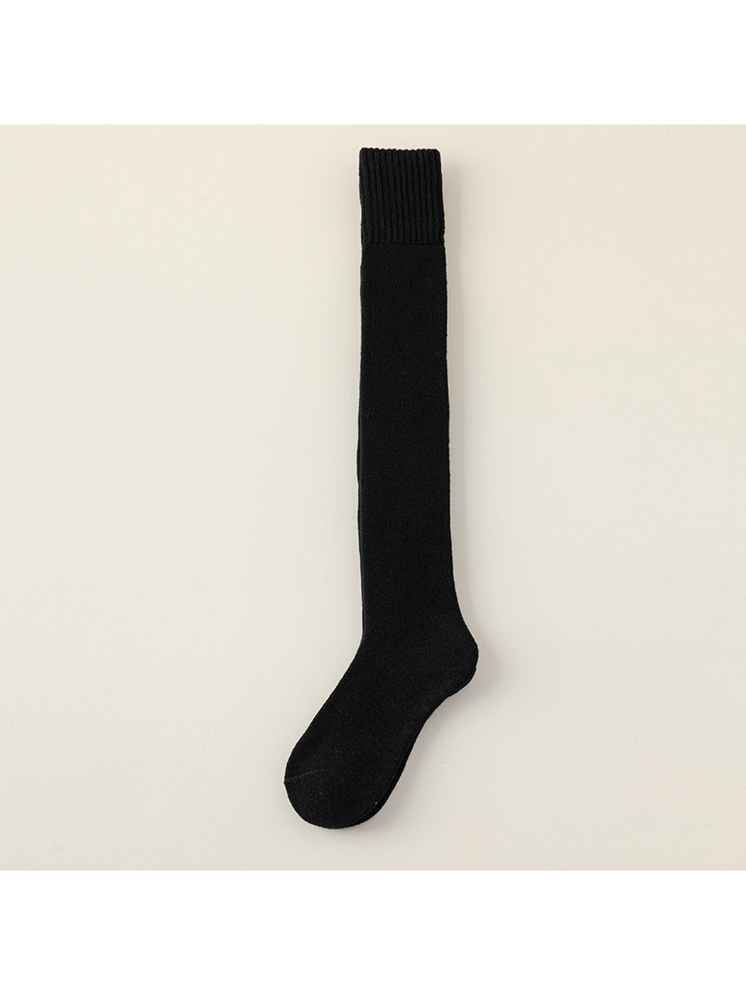Black over-the-knee sock with a wide ribbed cuff