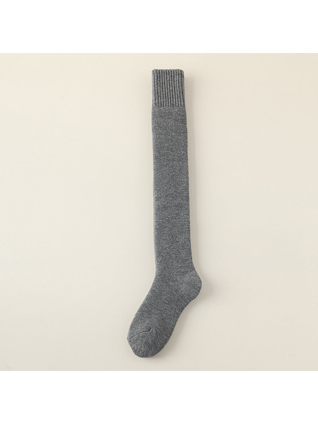Dark gray over-the-knee sock with a wide ribbed cuff