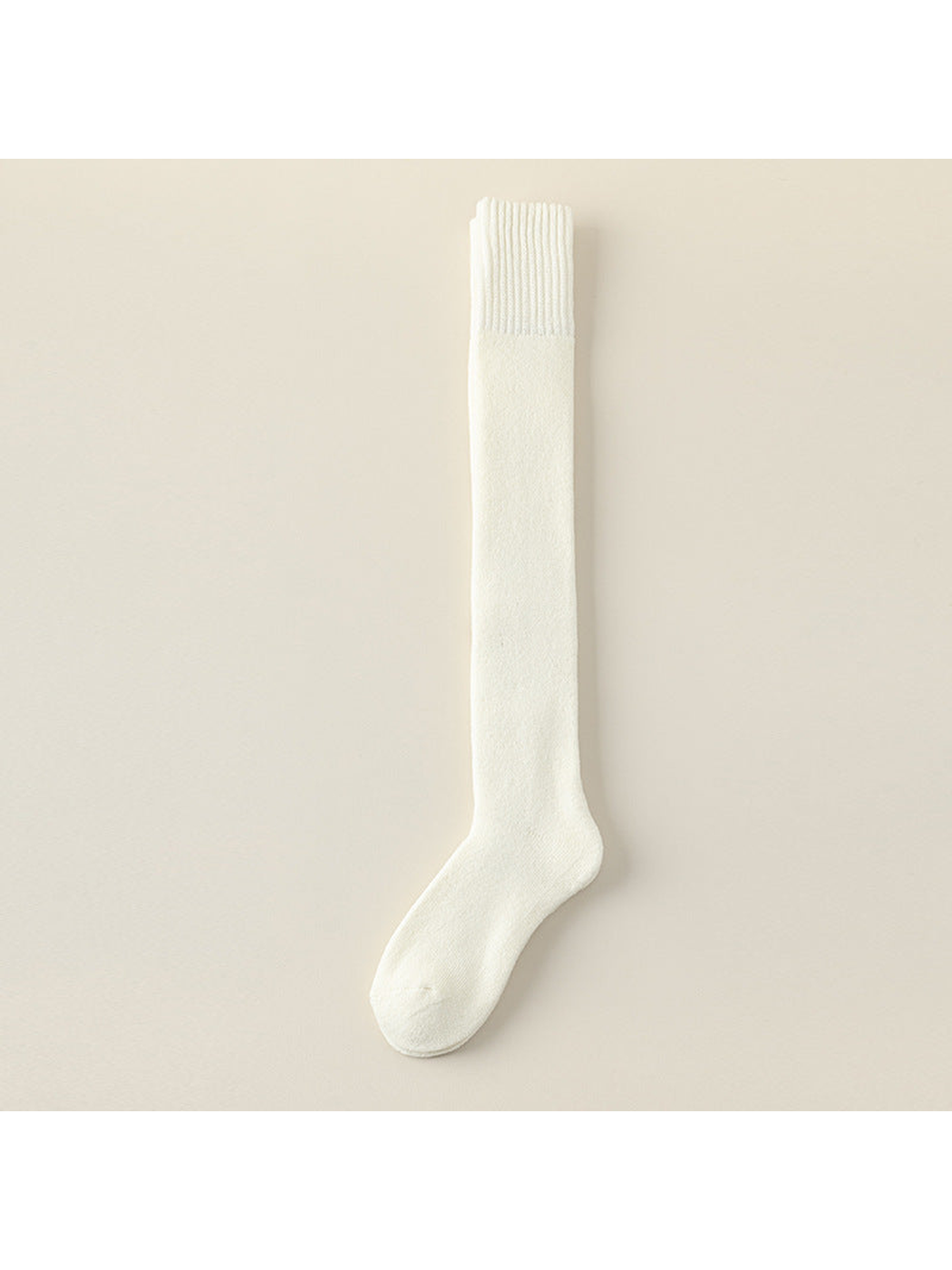 White over-the-knee sock with a wide ribbed cuff